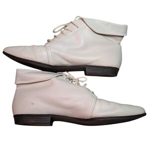Vintage White Leather Lace Up Bootie Shoes | 9 & Co. by Nine West, Size 9